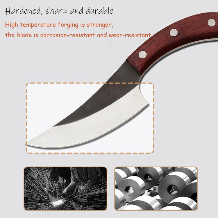 5.5 Inch Butcher Knife Handmade Forged Chef Cooking Kitchen Knives BBQ Tool Gift Leather Sheath