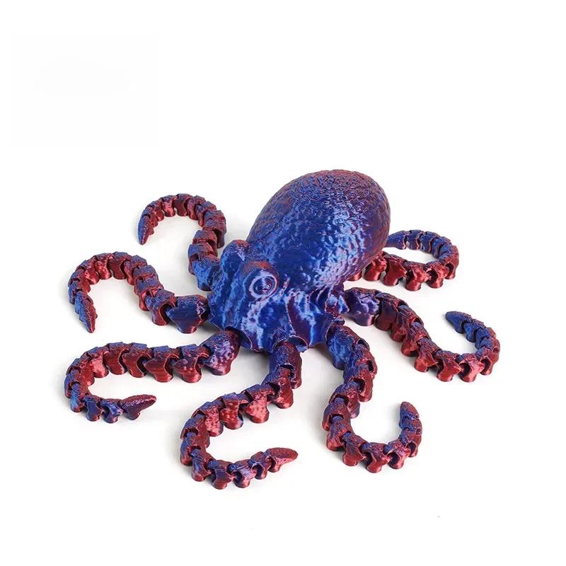 1pc 3D Printed Octopus Ornament Creative Animal Landscape Decorations Simulated Octopus Desktop Home Model Party Children's Gift