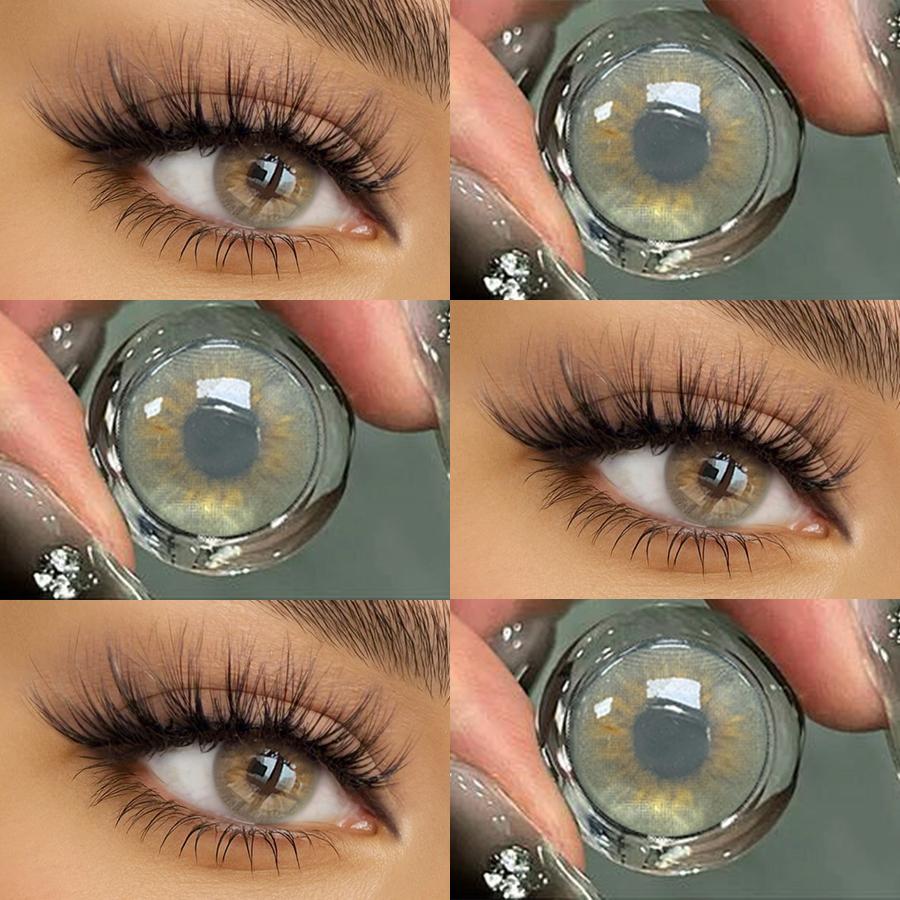 FERSHLADY Colored Contact Lenses 2pcs 14.0mm Yearly, 40% Water, Natural Iris Design, Soft & Breathable, Comfortable for Daily Makeup