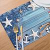 1pc Vibrant Summer Nautical-Themed Starfish Shell Net Design Placemats, Perfect for Festive Party Decorations