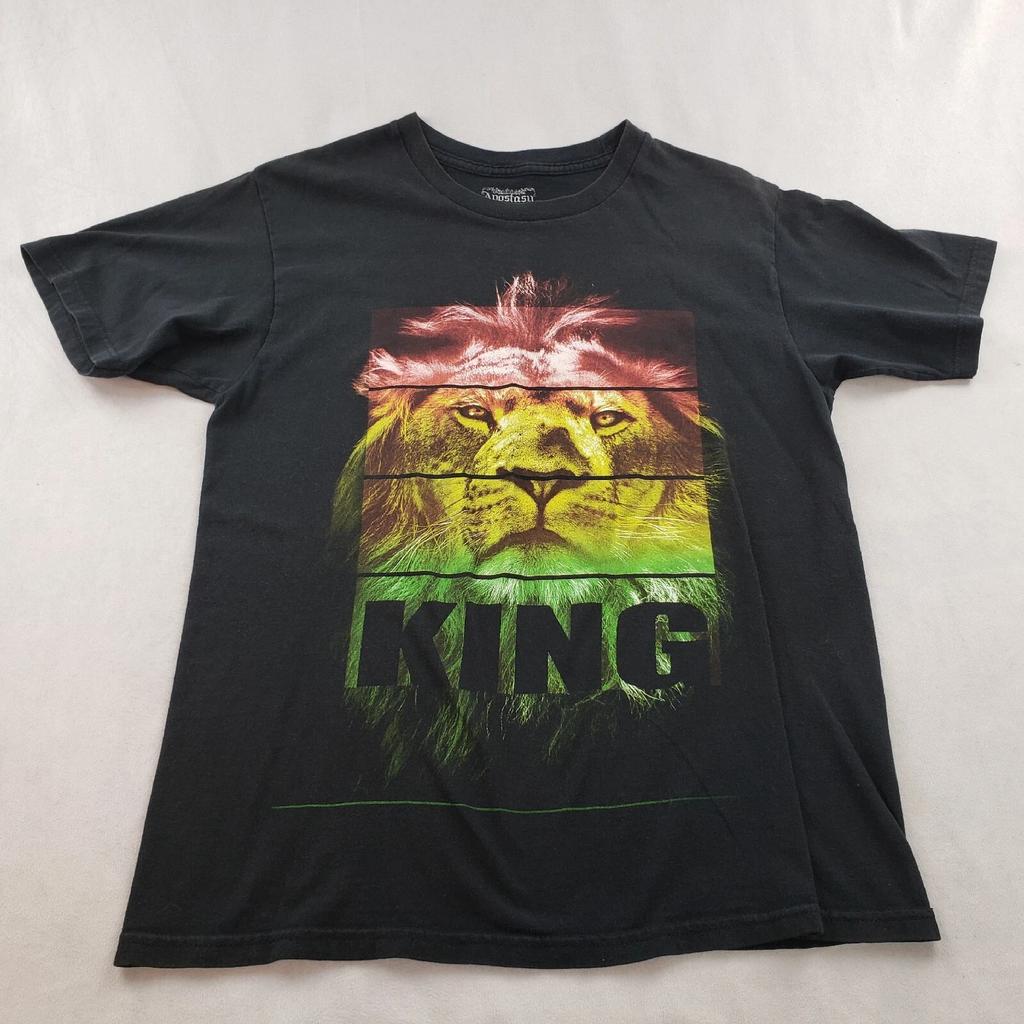 Apostasy 100% Cotton T-shirt Mens Tees Top King Lion Graphic Black Cotton Men Black M