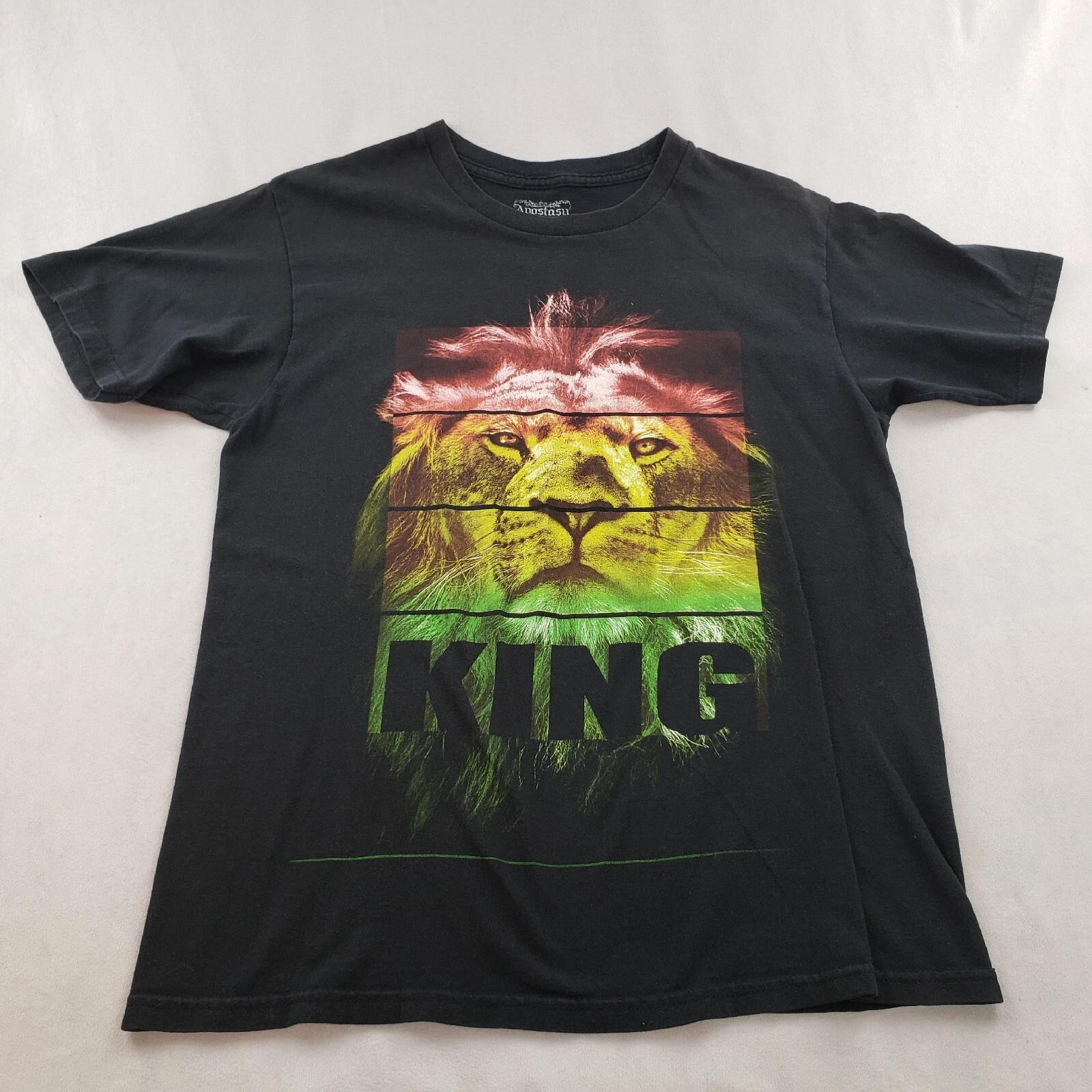 

Apostasy 100% Cotton T-shirt Mens Tees Top King Lion Graphic Black Cotton Men Black M L