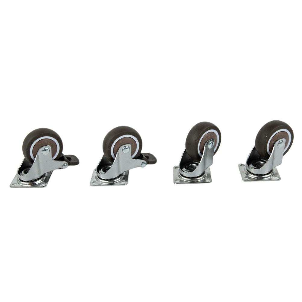 Set of 4 Heavy Duty Swivel Casters with Brakes Top Plate TPR Wheels 2inch