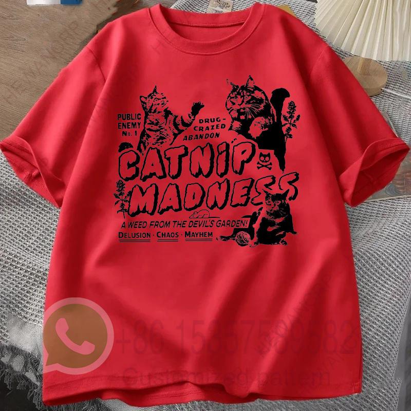 Verrücktes Kätzchen T-Shirt Herren Trainingsanzug Sommer Rundhals Pullover Baumwolle Lässig Sportbekleidung Mode Oberteile Harajuku Retro Streetwear