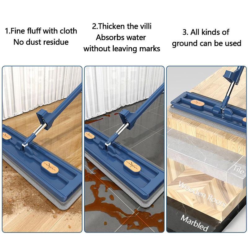 42cm Flat Mop No Need To Hand-wash Floor Squeeze Mop Lazy Mop Absorbent Flat Mop Wet & Dry Absorbent Mop Cleaning Tools