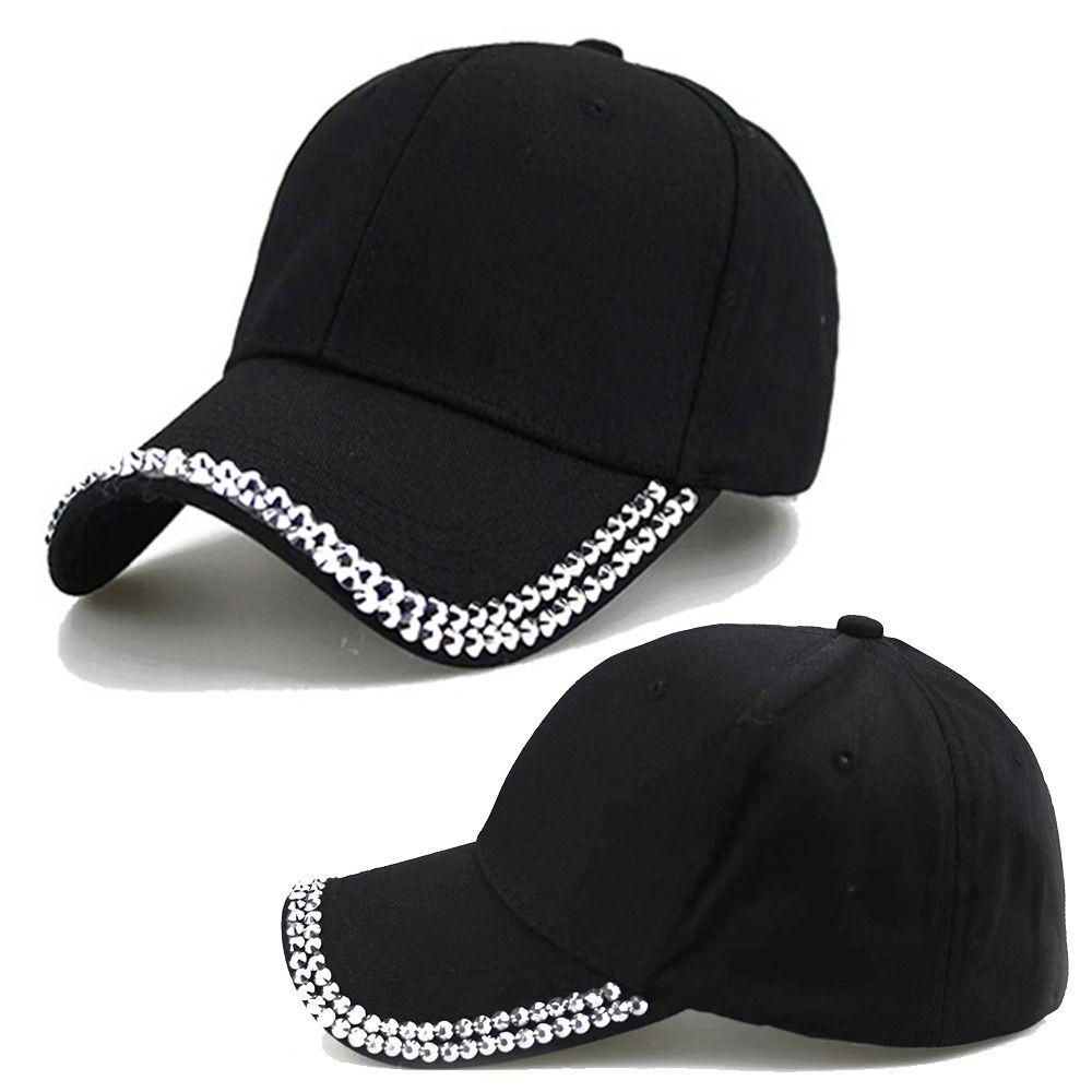 Adjustable Rhinestone Baseball Cap Bling Crystal Edge Outdoor Sun Hat Diamond Brim Cap Casual Wear