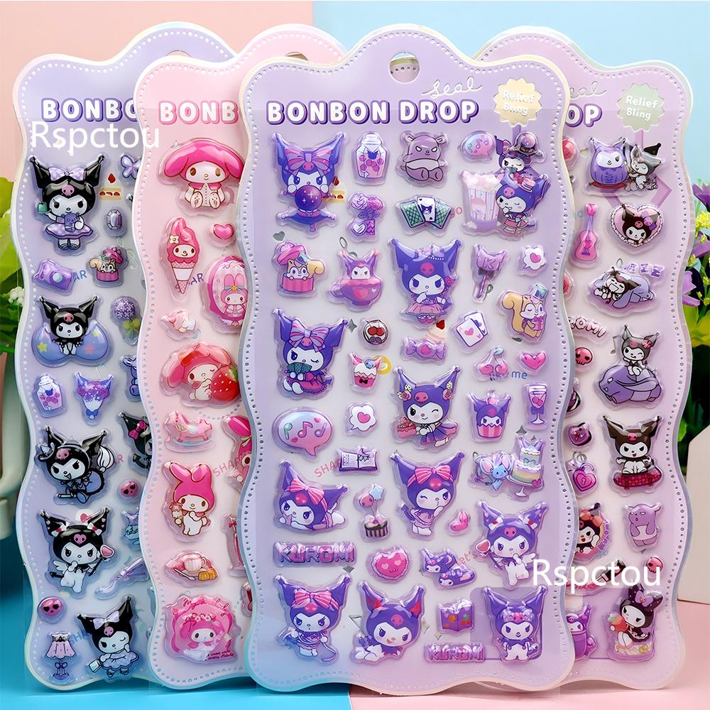 Cute Sanrio Series 3D Relief Stickers Aesthetic Decoration Decals Kawaii Cinnamoroll My Melody Kuromi Cartoon Bubble Sticker Toy