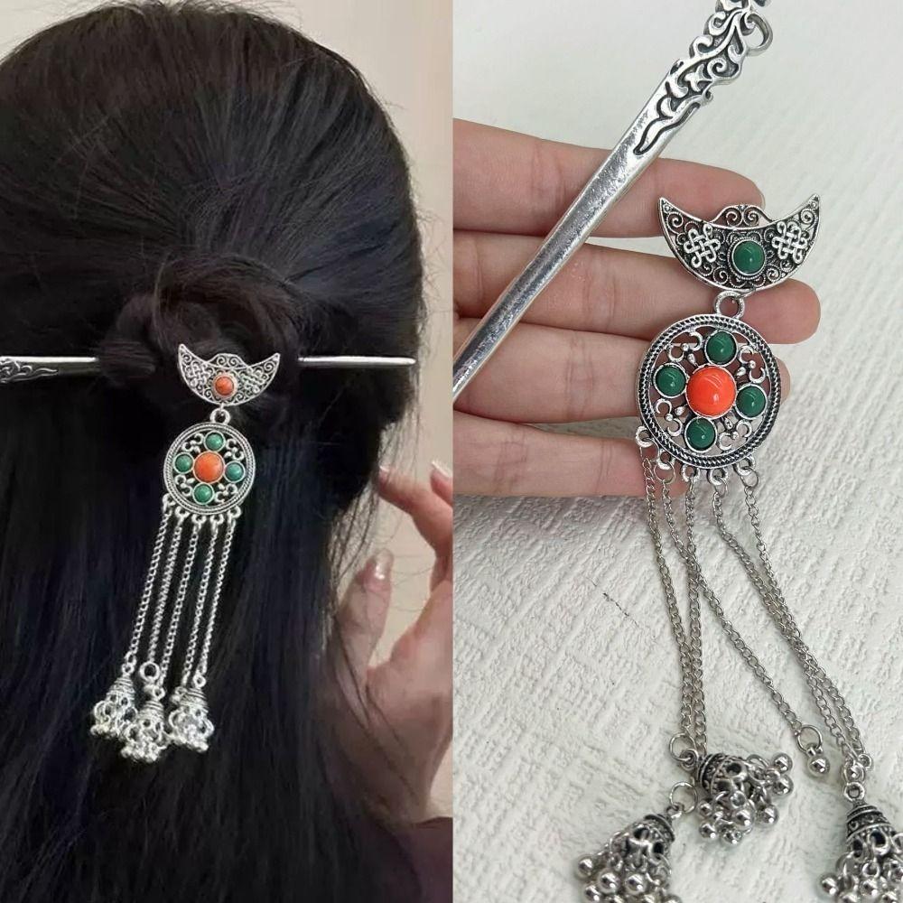 Metal Ethnic Style Hair Stick Silver Hanfu Hair Fork  Cheongsam Accessories