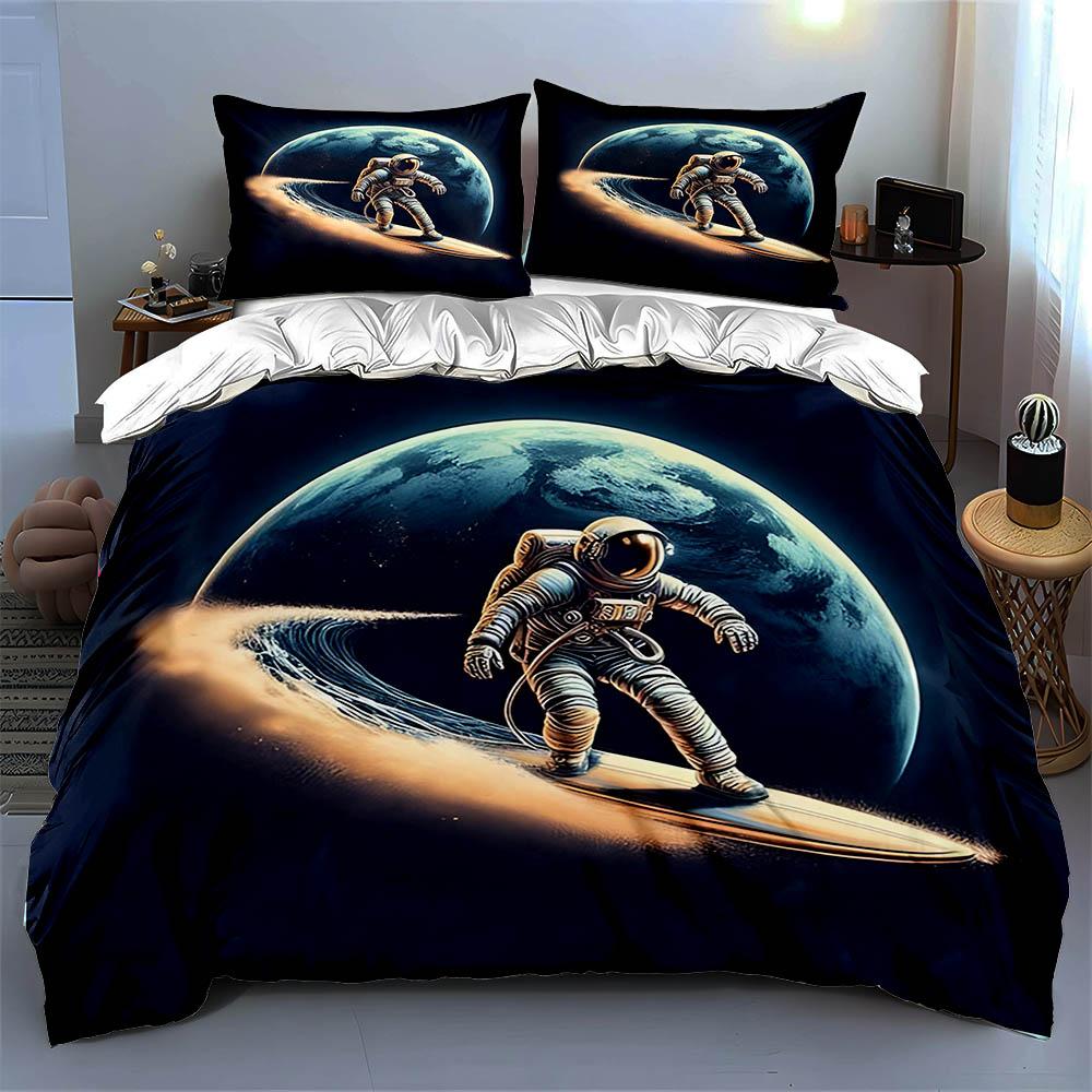 Astronaut Surfing Space. Bedding Duvet Cover Sets Duvet Covers Pillowcases Gifts (1 * Duvet Cover 2 * Pillowcases, Without Duvet Insert)