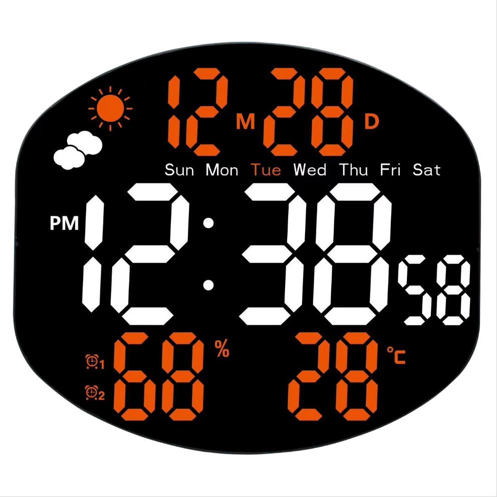

Large Screen LED Clock with Color Weather Display, Wall-Mountable or Desk Placement, for Living Room High-End Look
