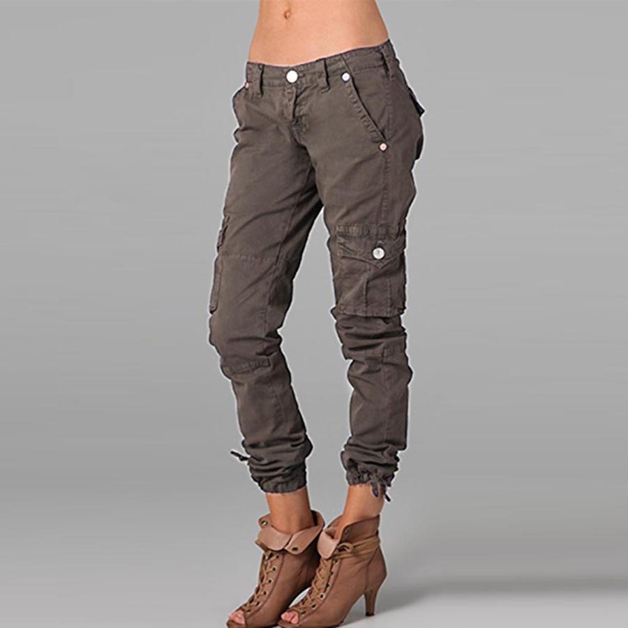 Spring New Workwear Pants Women Casual Pants with Patchwork and Zipper Long Pants
