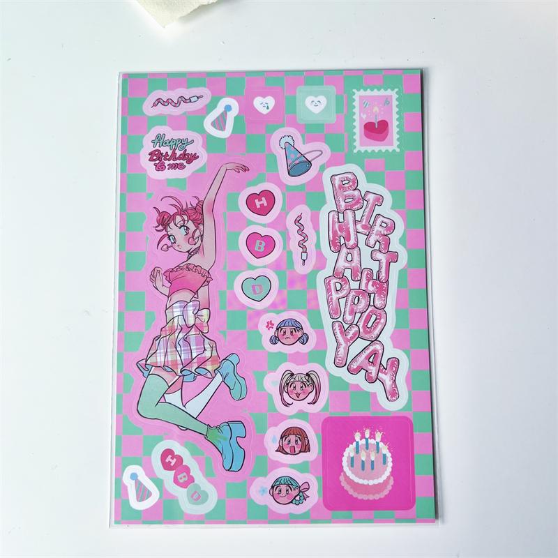 Korean ins Sweet Cool Girl Sticker Scrapbooking Diary DIY Album Decoration Sticker Aesthetic Stationery Art Supplies Personalizd