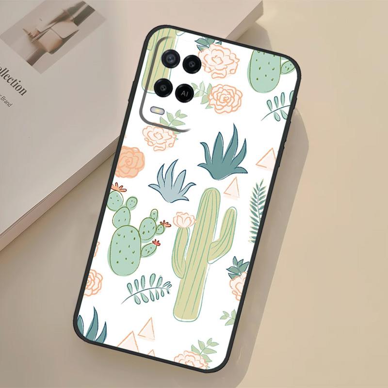 Cactus Pattern Case For Oppo A5 Pro A15 A17 A57 A77 A18 A38 A58 A78 A98 A96 A76 A16 A94 A74 A54 A40 A60 A80