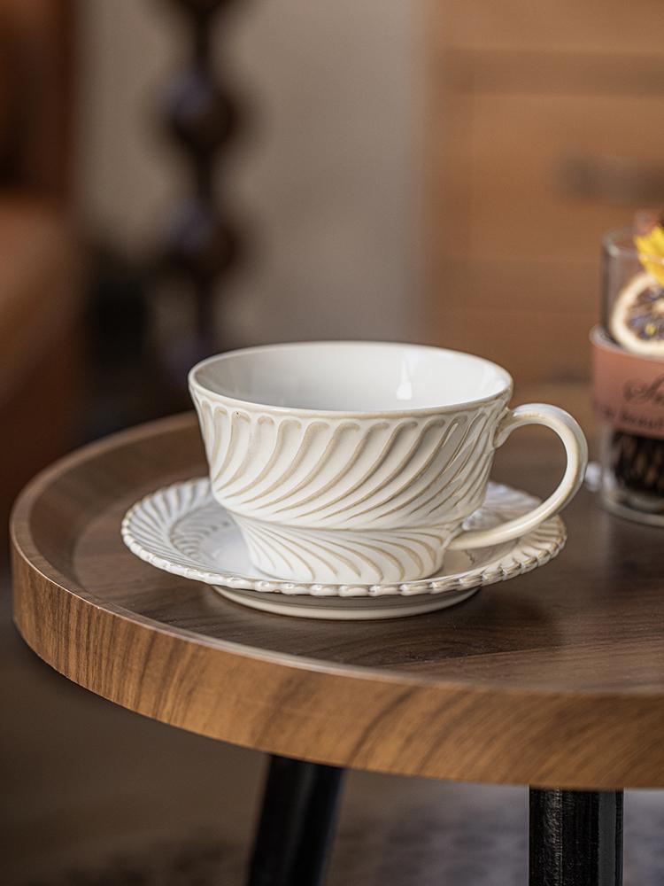 Vintage Ceramic Coffee Cup and Saucer Set Americano Latte Retro Style