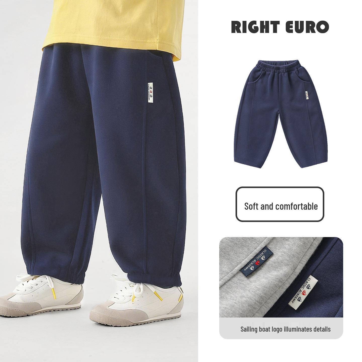

European Boys Trendy Sweatpants - 2026 Spring/Autumn Style for Kids and Toddlers 90 cm темно-синього кольору