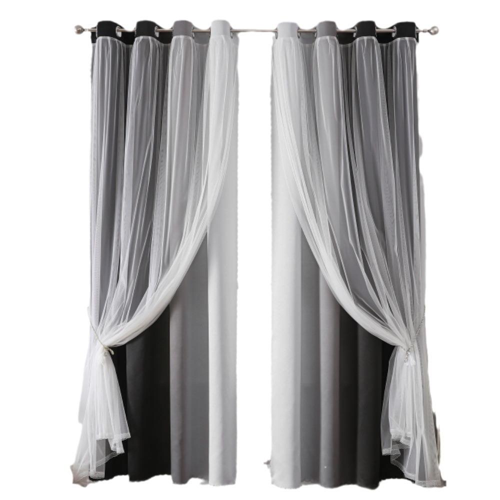 Gradual Change Printed Blackout Curtains Plus Lace Yarn Double Layer Temu