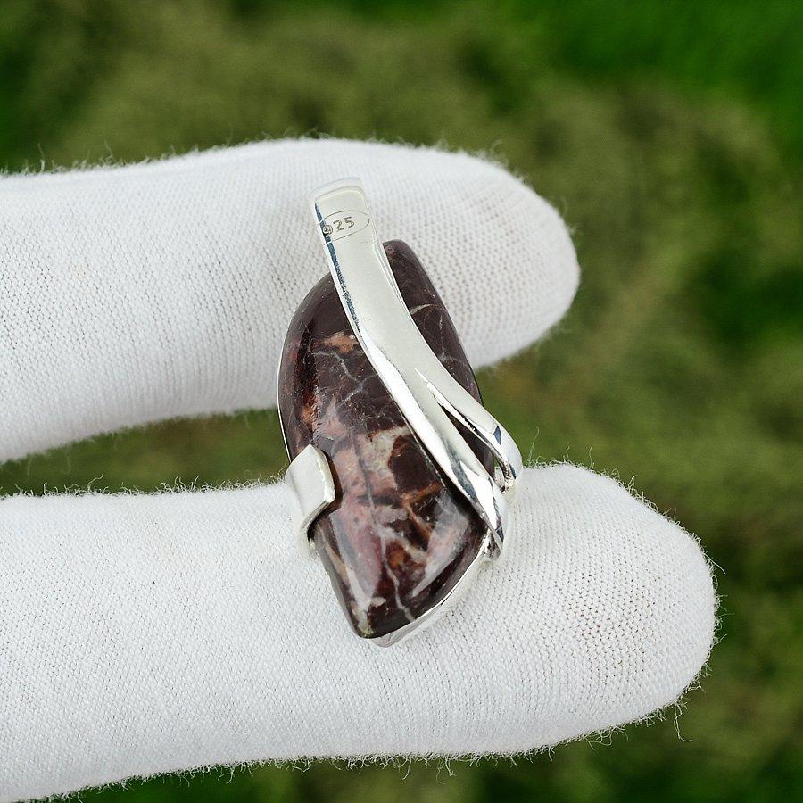 

925 Silver Coconut Jasper Gemstone Ethnic Elegant Wedding Artisan Boho Pendant