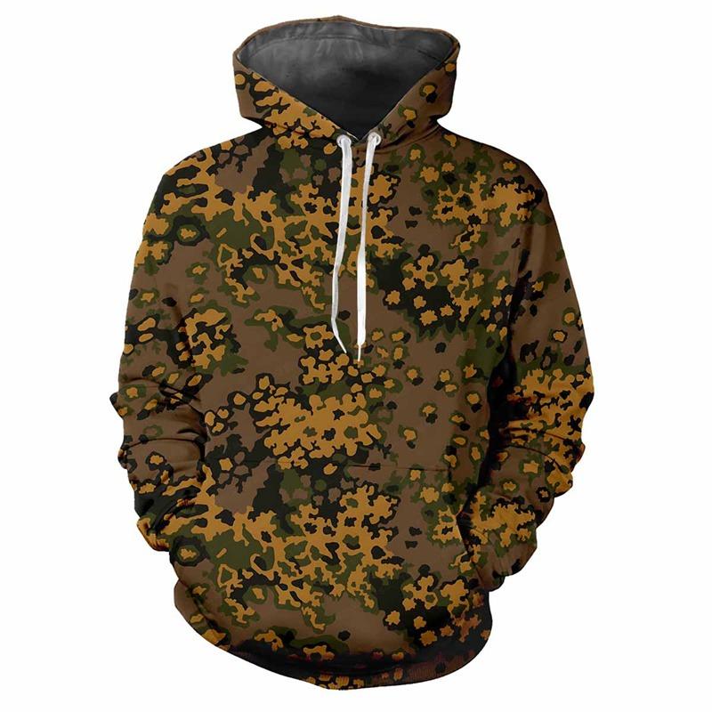 Jungle Camouflage Printed Hoodie Men Spring Autumn Street Sweatshirt Loose Casual Outdoor Sports Top Long Sleeve Hoodies