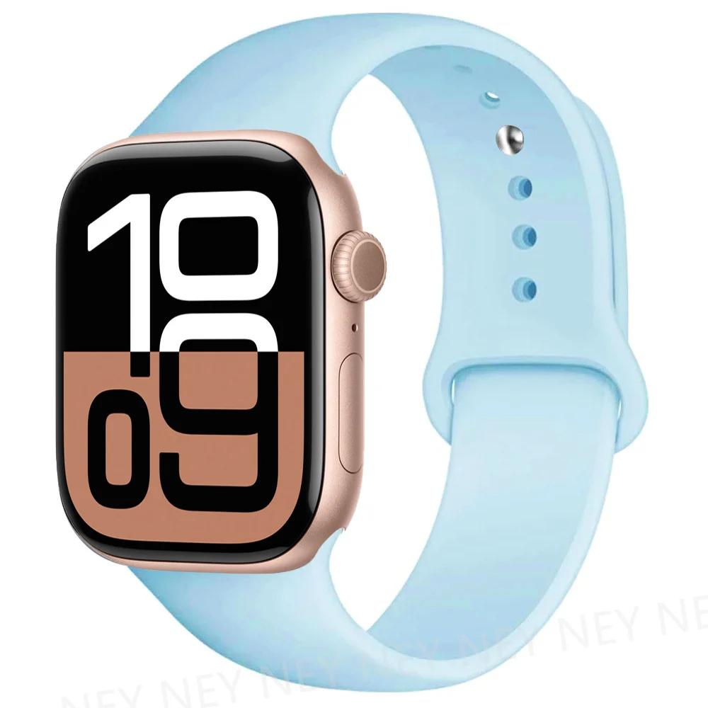 Silicone Band For Apple Watch Straps Ultra 2 49mm 45mm 44-40mm 41mm Sport Bracelet Apple Watch Series 10 42mm-46mm 8 7 6 5 SE 9