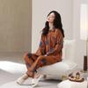 Women's Pure Cotton Striped Long-Sleeve Pajamas Set for Spring/Autumn, Wear Indoors or Out, Customizable Design Available.