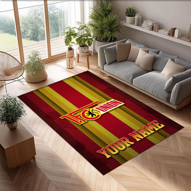 Union Berlin FC Printed Crystal Velvet Rug Non‑Slip Crystal Velvet Carpet For Sofa Bedroom Indoor Home Decoration
