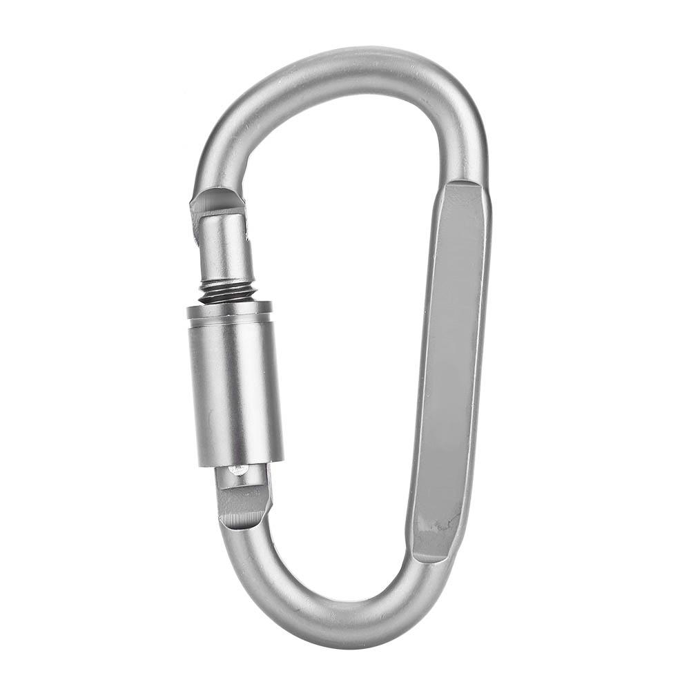 Portable Aluminium Alloy D Ring Carabiner Clip Hook Hiking Buckle Locking Key Chain