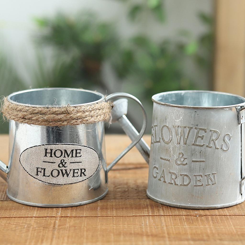 Vintage Metal Flower Vase Farmhouse Decor with Handle Home Decoration 3.3" High