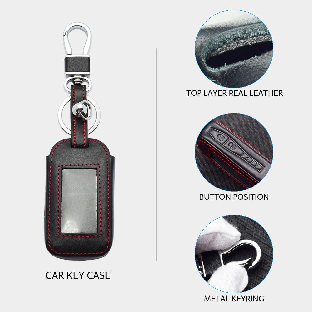 Leather Key Cover Bag For StarLine E60 E90 E61 E91 E63 E93 E65 E95 E66 E96 V2 E97 ECO E7 LTE Two Way Car Alarm LCD Remote Cases