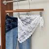 Flower Embroidery Triangle Short Skirt Trendy Butt Curtain Skirt Lace Trim Apron  Skirt Accessories