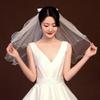Wedding Tulle Bridal Lace Veil with Bowknot/Floral Trim Elegant Bridesmaids Veil