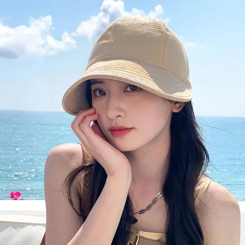 Big Head Waist Women's Sunscreen Hat Sunshade Four Seasons Sun Hat Adjustable Waffle Grid Versatile Big Eaves Hat Accessories