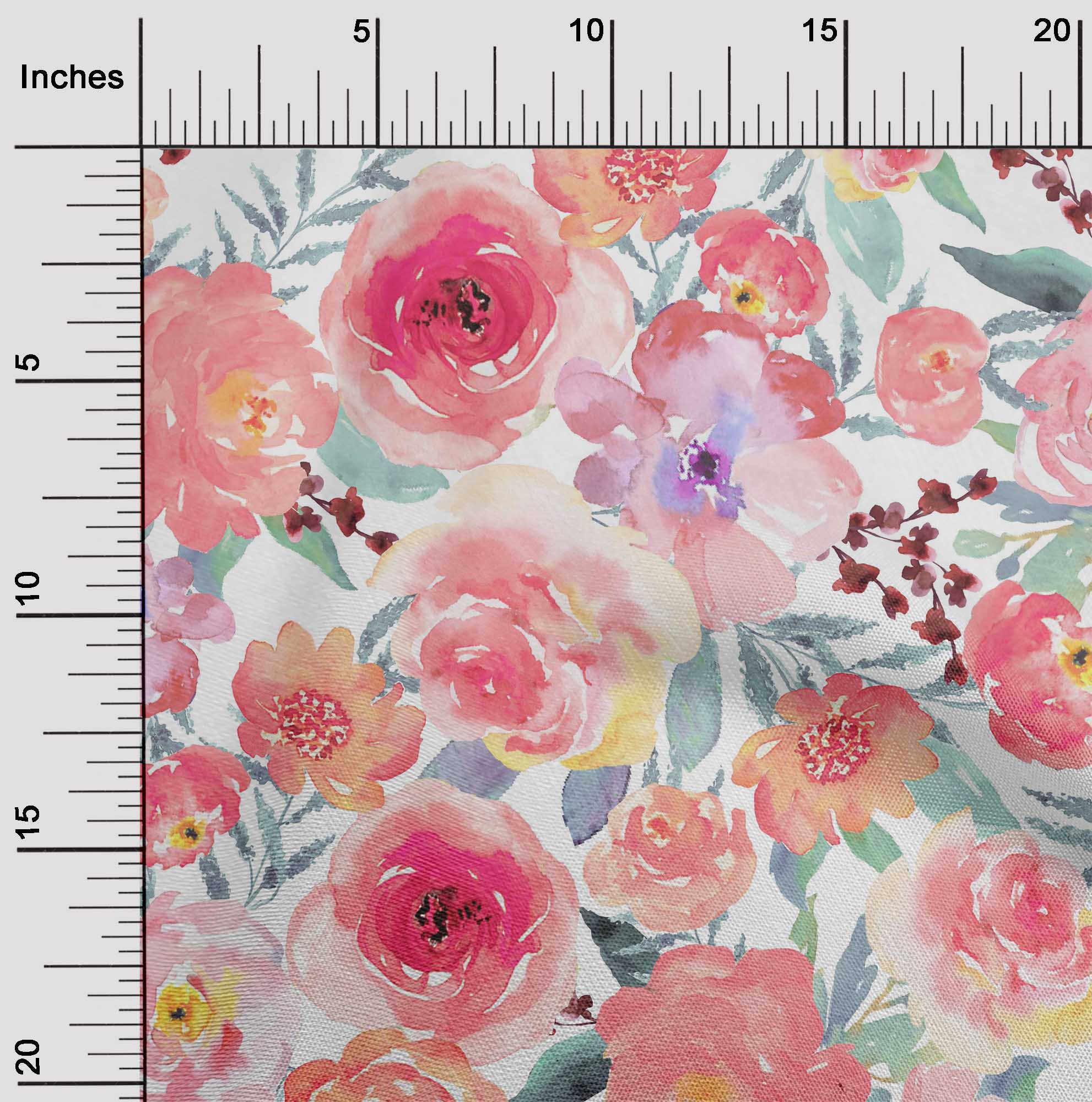 

OneOone Cotton Flex Fabric Watercolor Leather & Peony Тканина для рукоділля з квітковим принтом BTY 40 дюймів 42 Inch - Viscose Chiffon білий