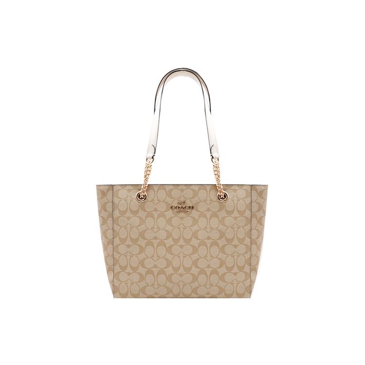 

New COACH Marlie Canvas With Leather Tote Bag, Shopping Bag, Shoulder Bag Women s Khaki C1565-IMDQC 32.0*10.9*27.9CM