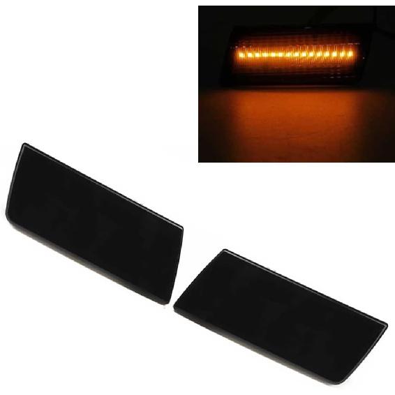 LED Front Bumper Side Marker Lights Smoke Lens/White Light, Compatible with Chrysler 300 300C Models 2005-2010, Front Fender Marker Lamps