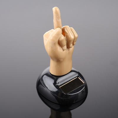 Solarbetriebenes Mittelfinger-Wackelauto Armaturenbrett Tanzende Figur Spielzeug Braun Kreative Auto Wackelköpfe Dekoration