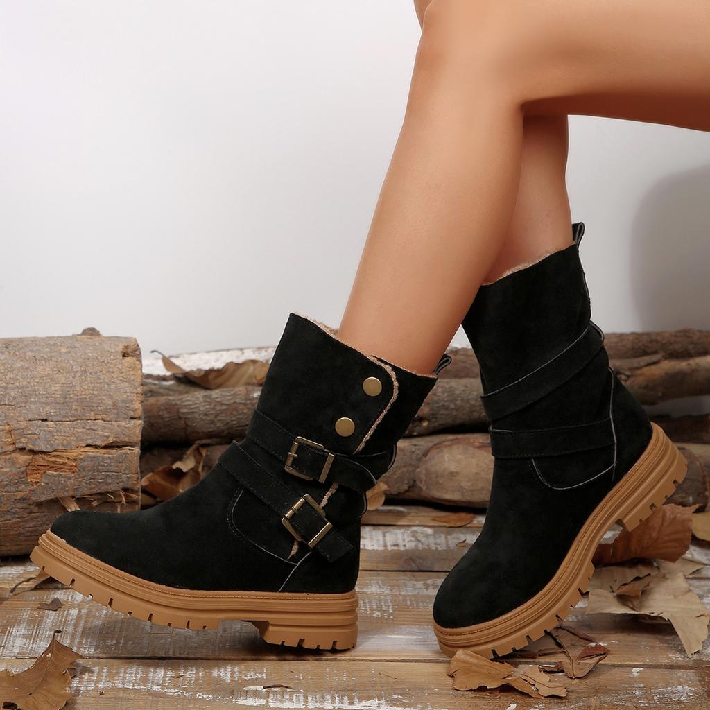 Large Size Fashion Women Ankle Boots Trend Round Toe Mid-Calf Boots Women Rubber Upgraded Version Spring Autumn Shoes for Women