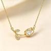 Elegant Stainless Steel Tulip Necklace Glittering Colorful Crystal Charm Jewelry for Women Engagement Event Wear