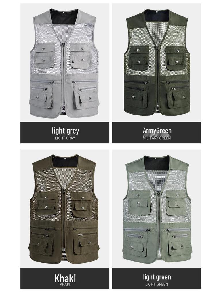 Gilet d'extérieur multi-poches à séchage rapide pour homme pour la pêche et la photographie d'été