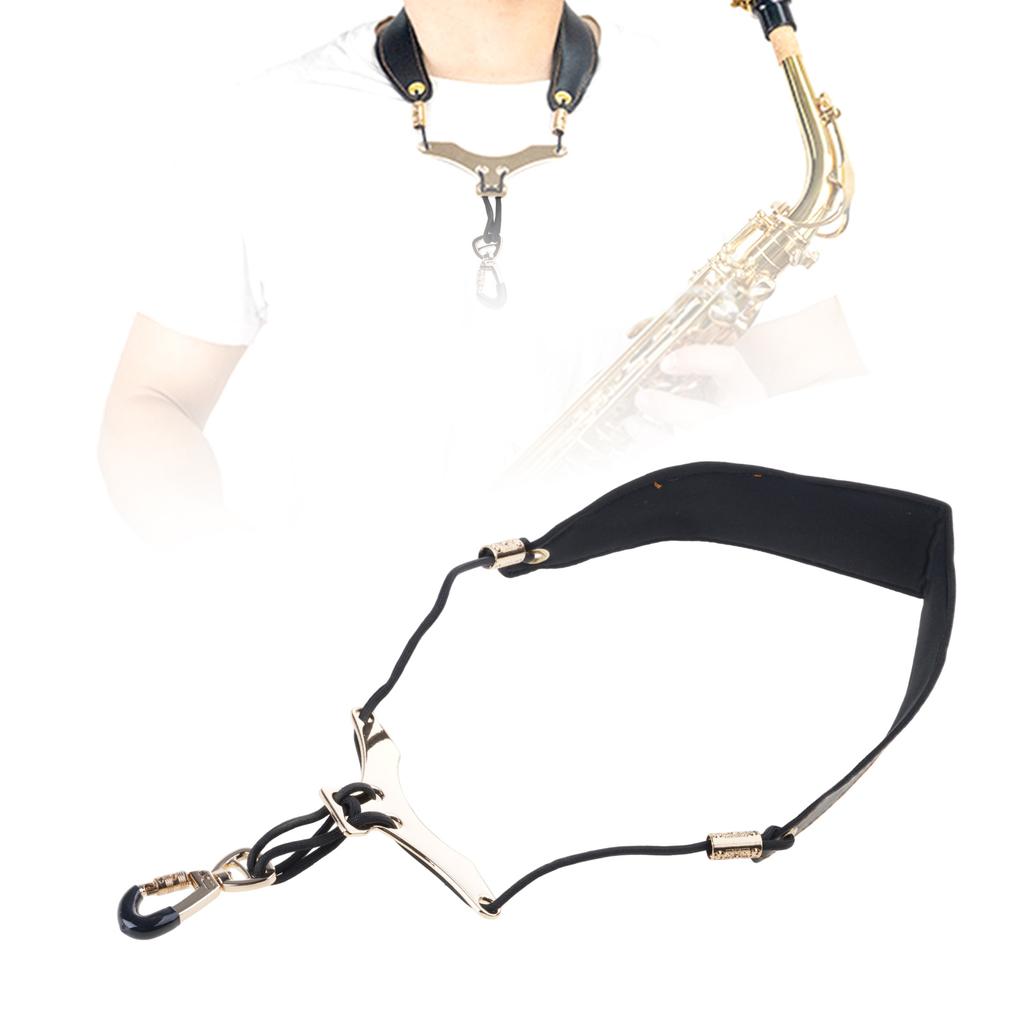 Saxophone Strap Adjustable Neck Strap Saxophone Harness Leathers Padded Soft Neck Sling Comfortable and Breathable