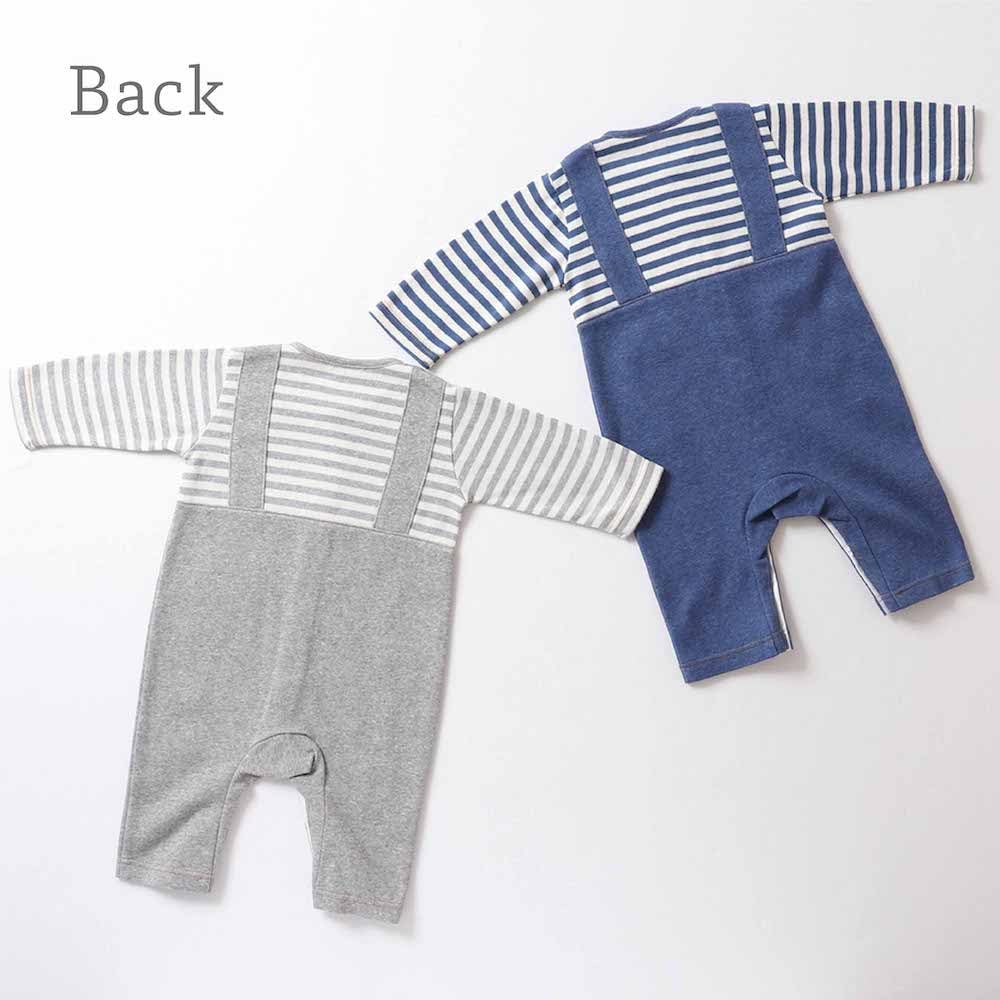 De Made In Japan Knit Coveralls for Baby Baby Warm for Boys and [Cream Coco] Denim-like Overall-like Newborns, Babies, Clothes, Stripes, 70cm, 80cm,