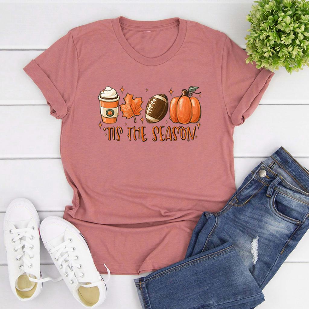 Tis The Season Fall Coffee TShirt Coffee Lovers Tshirt Pumpkin Latte Drink Shirts Unisex Thanksgiving Tee Halloween Tops