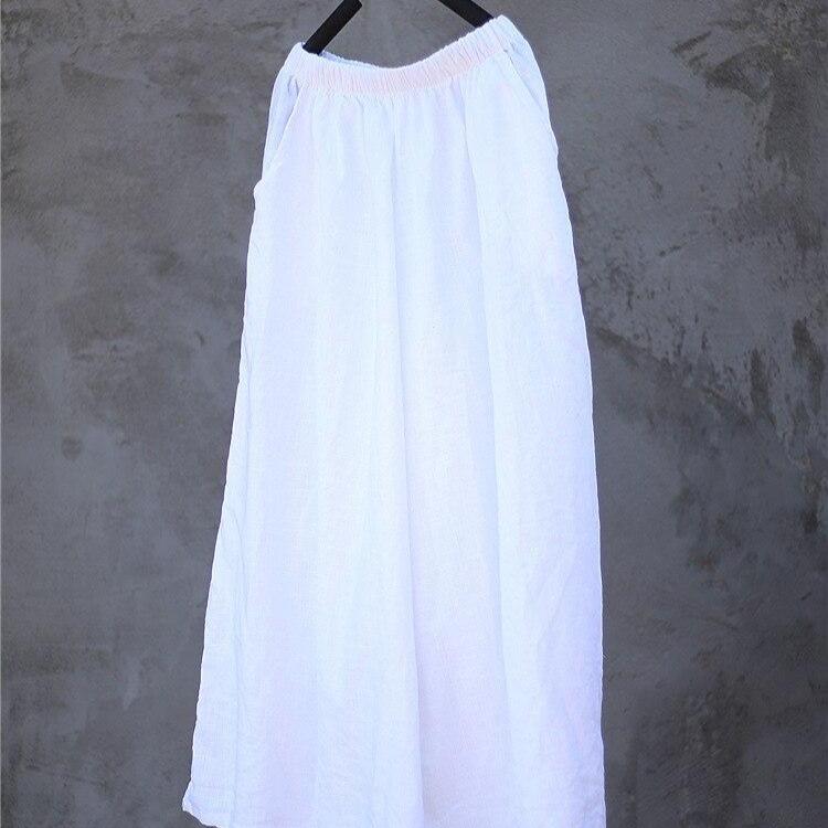 Summer Wide Leg Pants Trouser Pockets Loose Cotton Linen Women Solid Pants