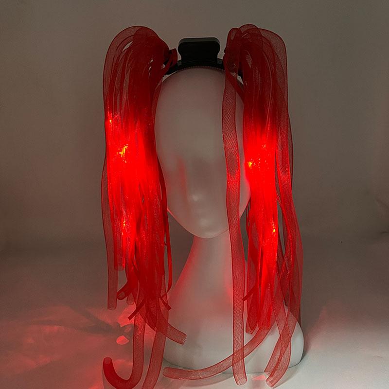 Grappige LED Knipperende Vlecht Hoofdband Verlichte Noodle Hoofdband Meisje Vrouwen Rave Carnavalsfeest Hoofddeksels Benodigdheden Bar Nachtshow Rekwisieten