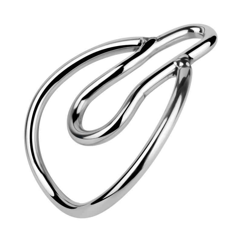 LEZEE Metal Penis Ring Fake Girl Chastity Clip Lock Testicles Gender-bending Clips Sissy Cockring Curve Rings Sex Toys For Men
