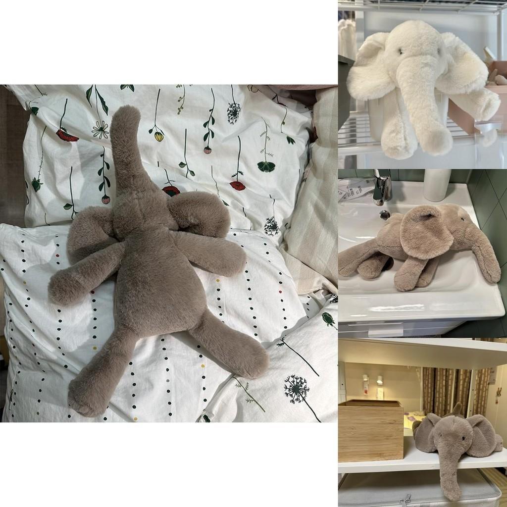 Ins Soft And Realistic Grey And White Elephant Plush Toy For Babies And Kids