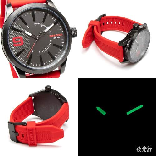 Diesel Rasp Men's Watch, Gunmetal Red with Rubber Strap, DZ1806. This Men's Watch Is Perfect for Business and Casual Wear.