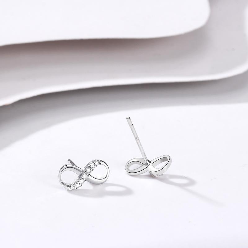 Stud Earrings Women's Mobius Earrings Niche Design High Sense Ins Cold Style Temperament Plain Silver Earrings