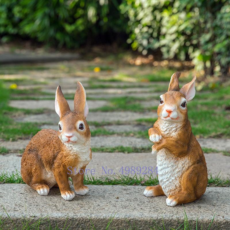 Kreatives Harz hübscher Hase Gartendekoration Terrasse Außen Handwerksskulptur Tiernachbildung Dekorationsornamente Miniatur