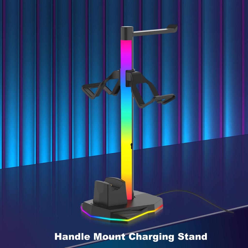 Controller Stand RGB Earphone Display Stand for PlayStation 5/4 Controller Charger Station with RGB Light Gaming Headset Stand