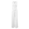 European and American Women Summer Set Sleeveless V-neck Top White 2-Piece Set Fashion Loose Trousers 2025 New